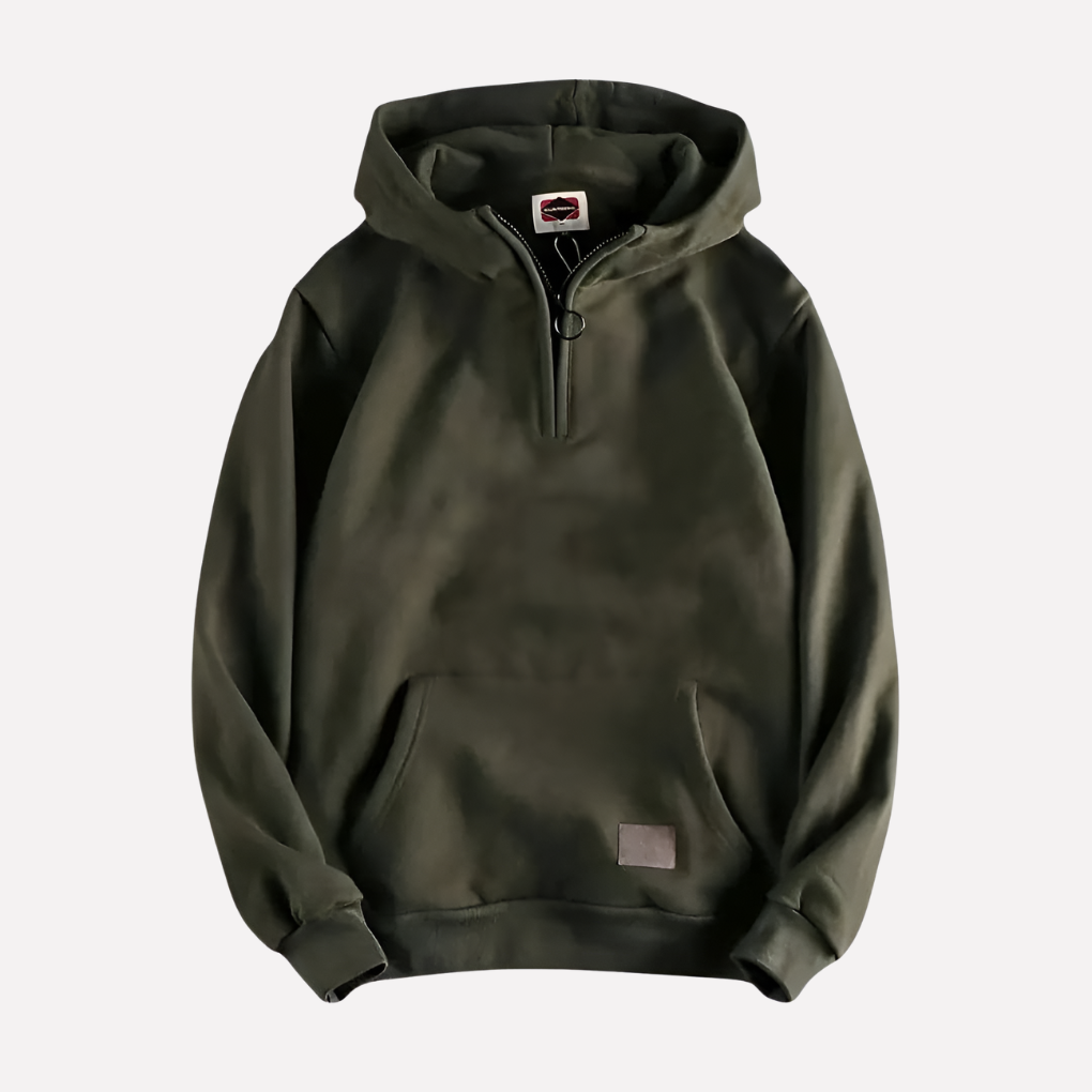 Sweat à capuche homme zip mi-long