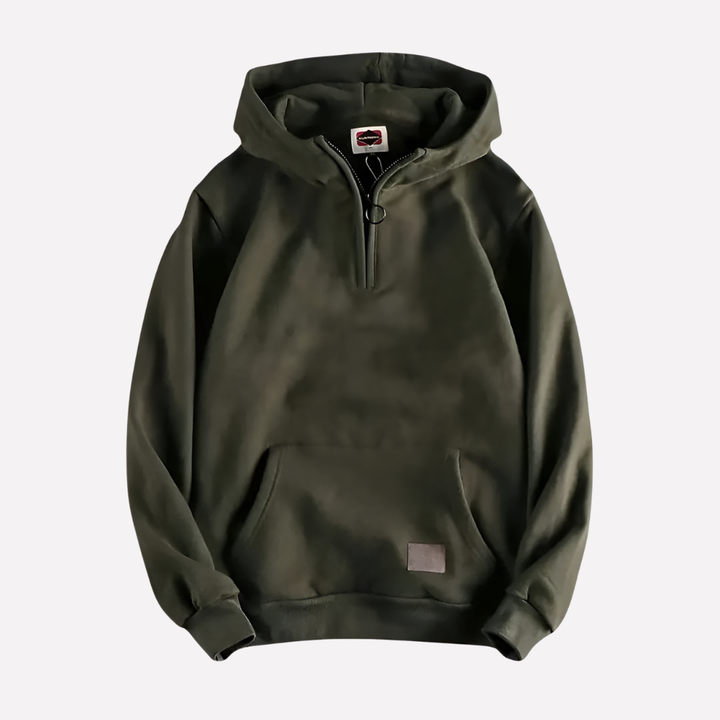 Sweat à capuche homme zip mi-long