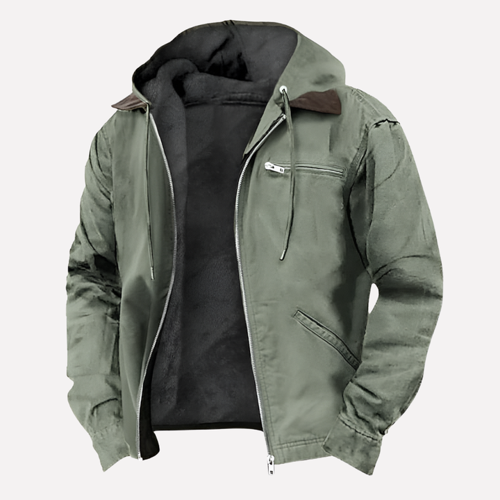 Veste d'extérieur pour homme avec capuche et poches zippées