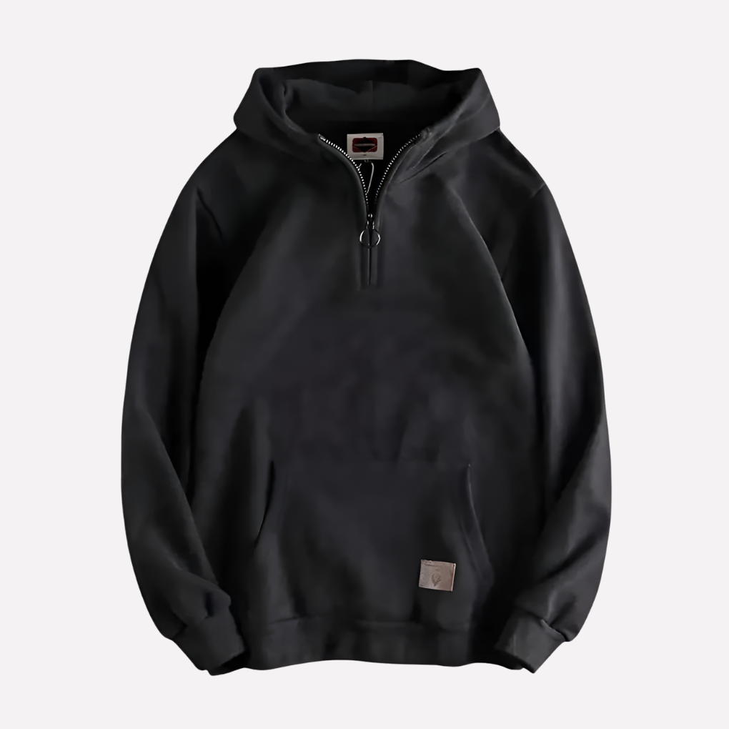 Sweat à capuche homme zip mi-long