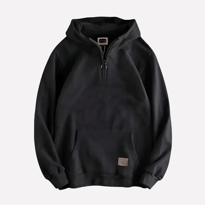 Sweat à capuche homme zip mi-long