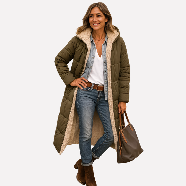 Manteau matelassé pour femmes avec capuche et intérieur doublé