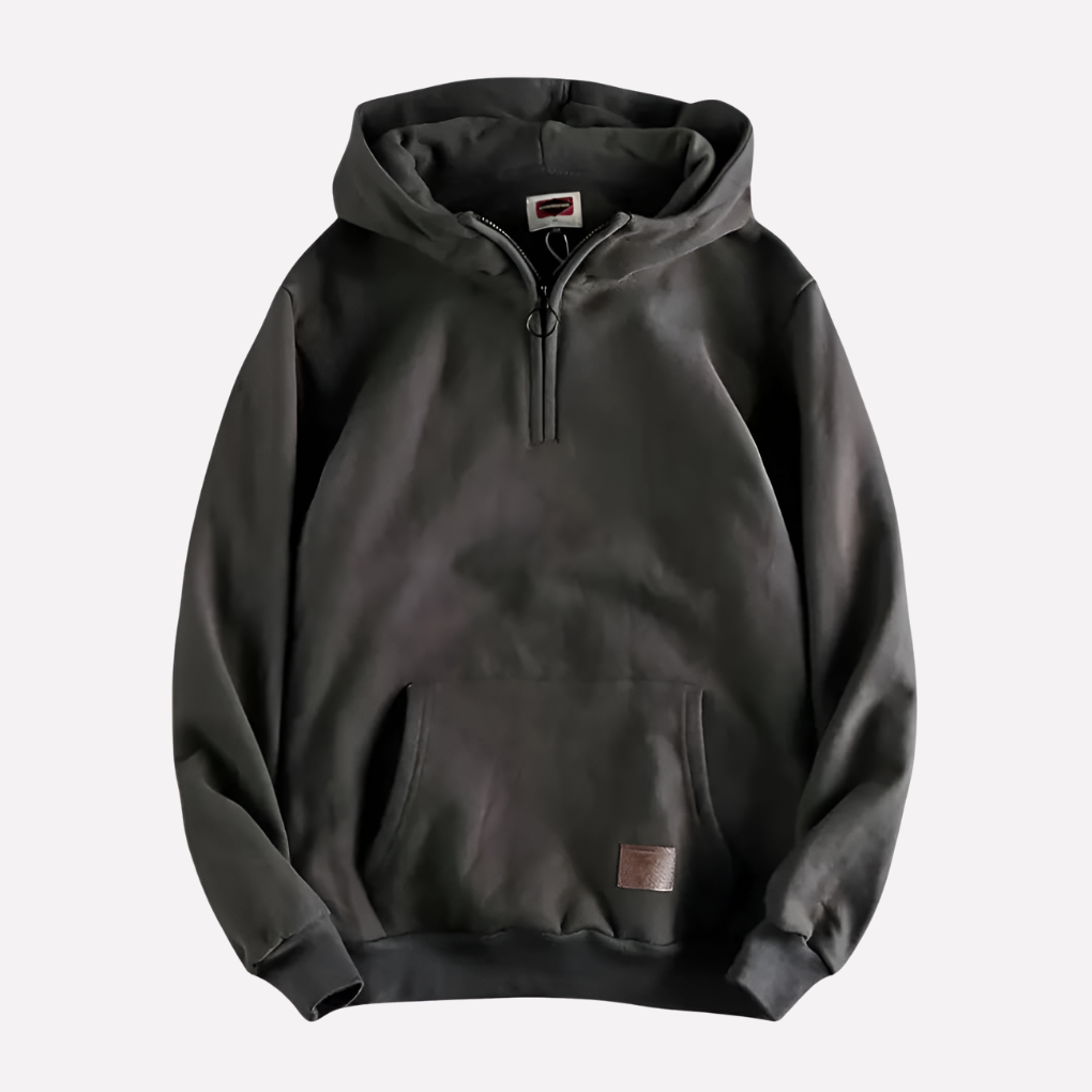 Sweat à capuche homme zip mi-long
