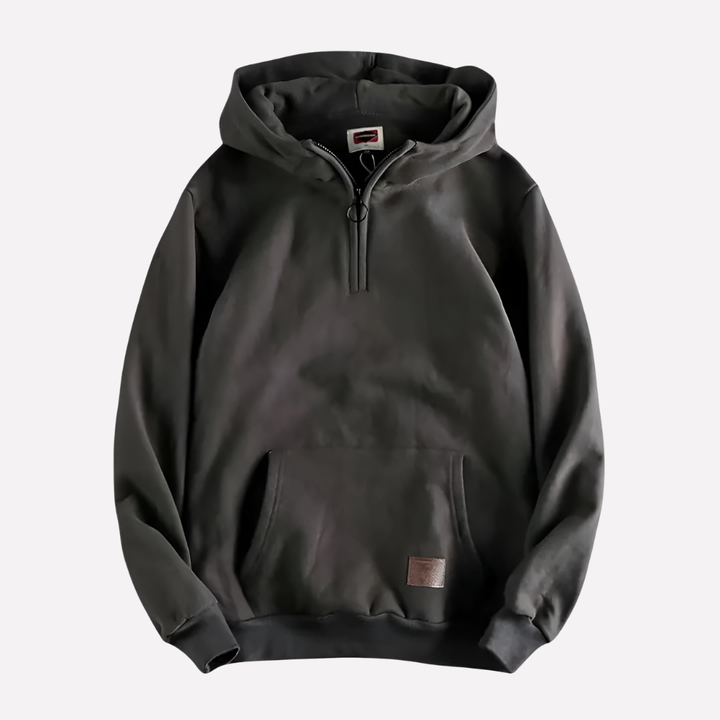 Sweat à capuche homme zip mi-long
