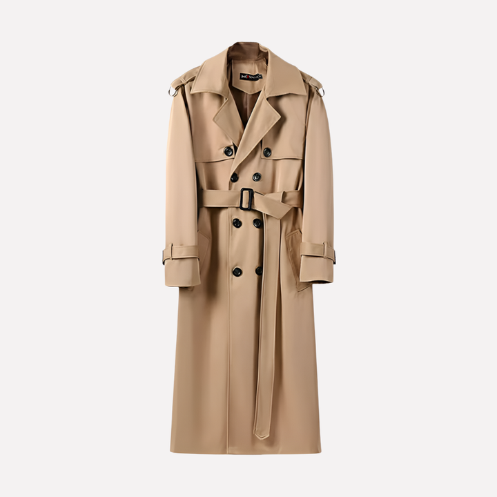 Manteau Trench Ceinturé Hommes Au-dessus du Genou