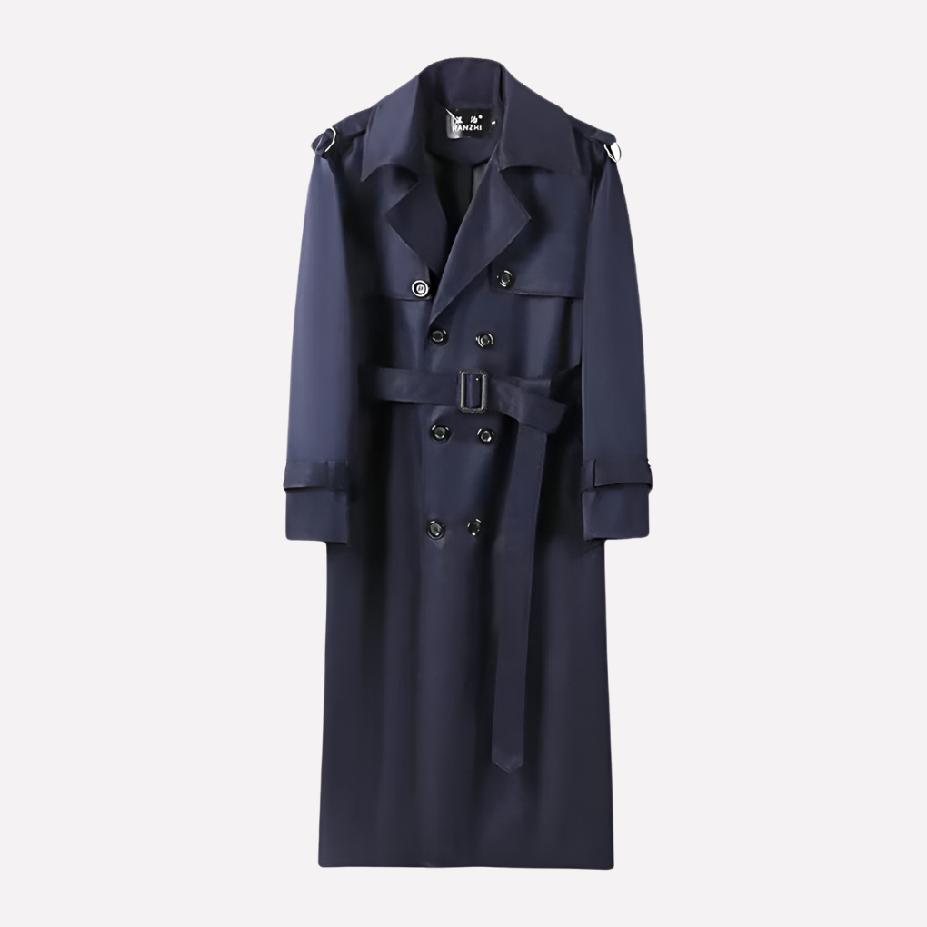 Manteau Trench Ceinturé Hommes Au-dessus du Genou