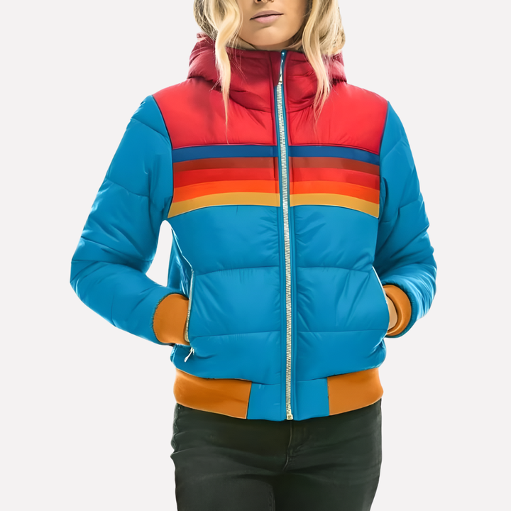 Veste matelassée pour femmes avec capuche et fermeture éclair
