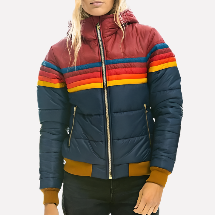 Veste matelassée pour femmes avec capuche et fermeture éclair