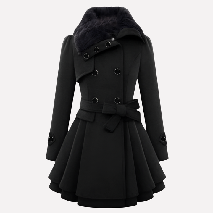 Manteau d'hiver pour femmes avec boutons et ceinture