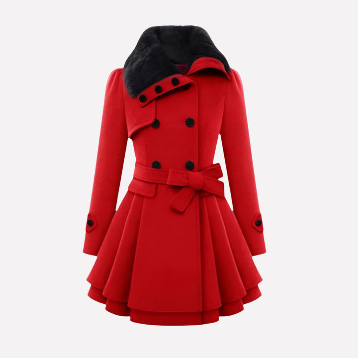 Manteau d'hiver pour femmes avec boutons et ceinture
