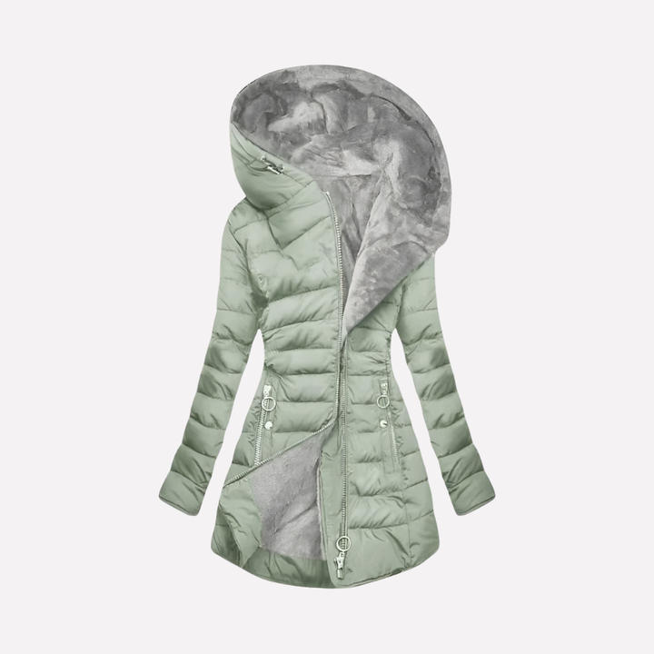 Manteau d'hiver pour femmes avec capuche et fermeture éclair