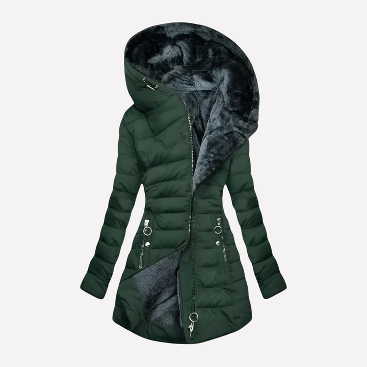 Manteau d'hiver pour femmes avec capuche et fermeture éclair
