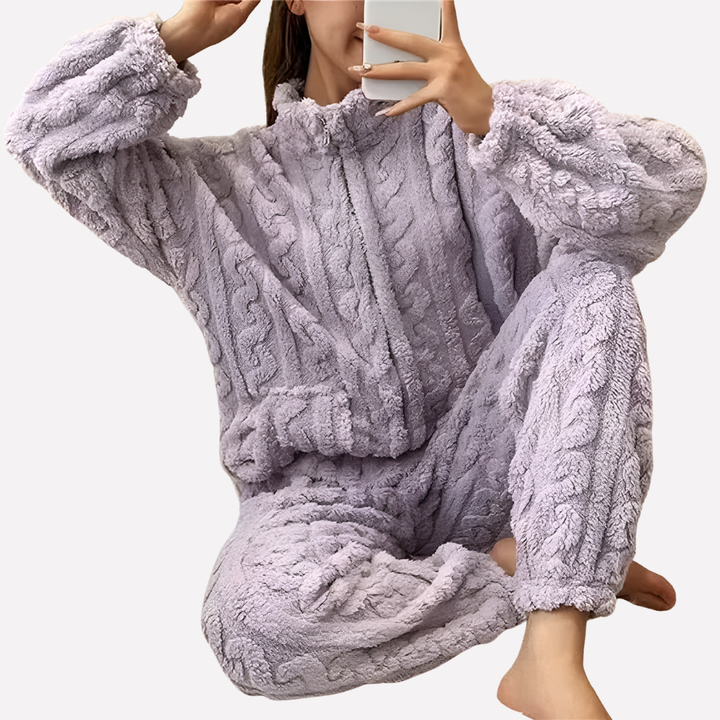Ensemble de Pyjama en Polaire Chaleureux et Confortable pour Femmes