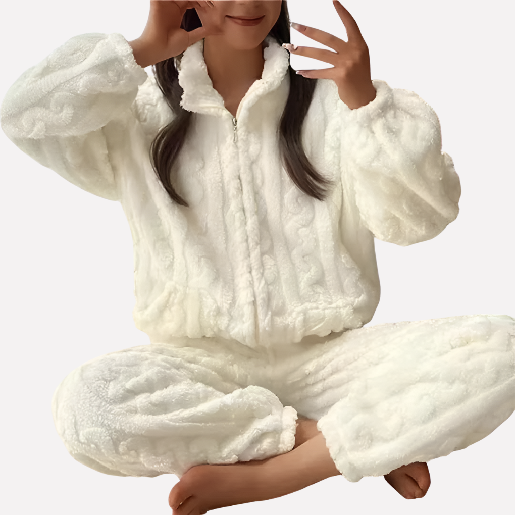 Ensemble de Pyjama en Polaire Chaleureux et Confortable pour Femmes