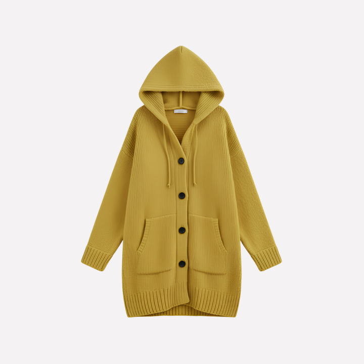 Cardigan à capuche pour femmes avec coupe longue