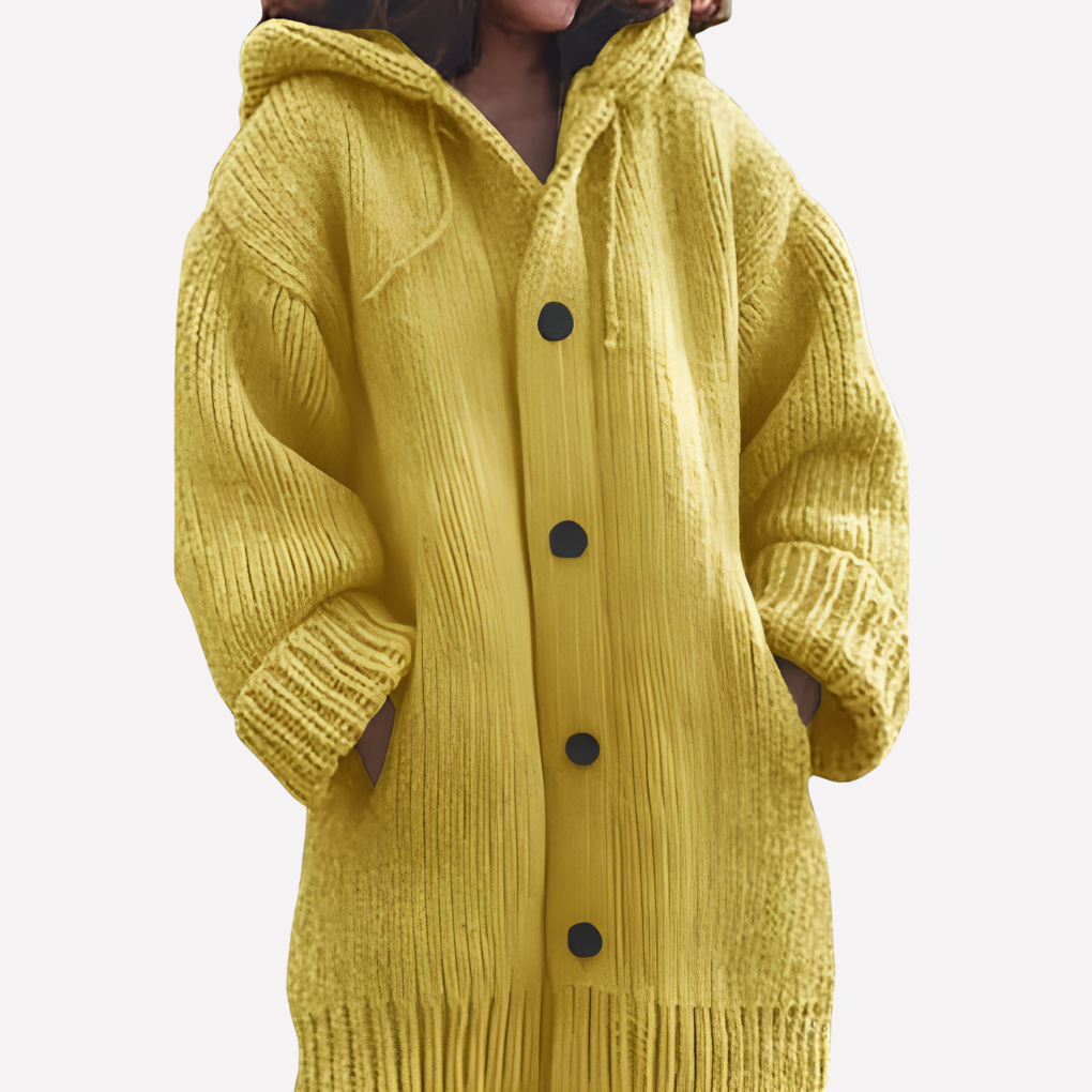 Cardigan à capuche pour femmes avec coupe longue