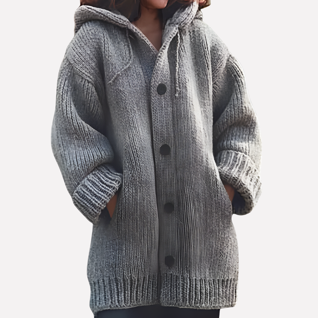 Cardigan à capuche pour femmes avec coupe longue