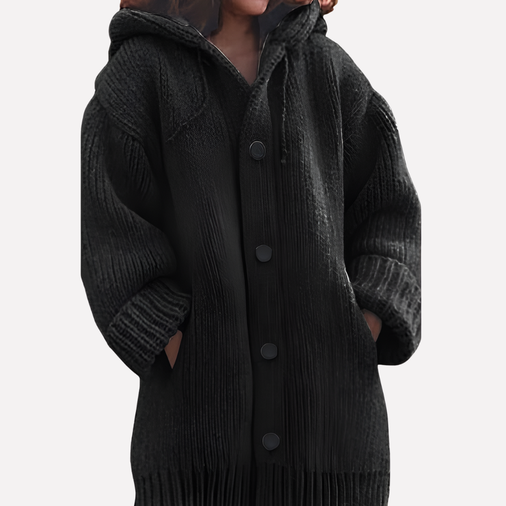 Cardigan à capuche pour femmes avec coupe longue