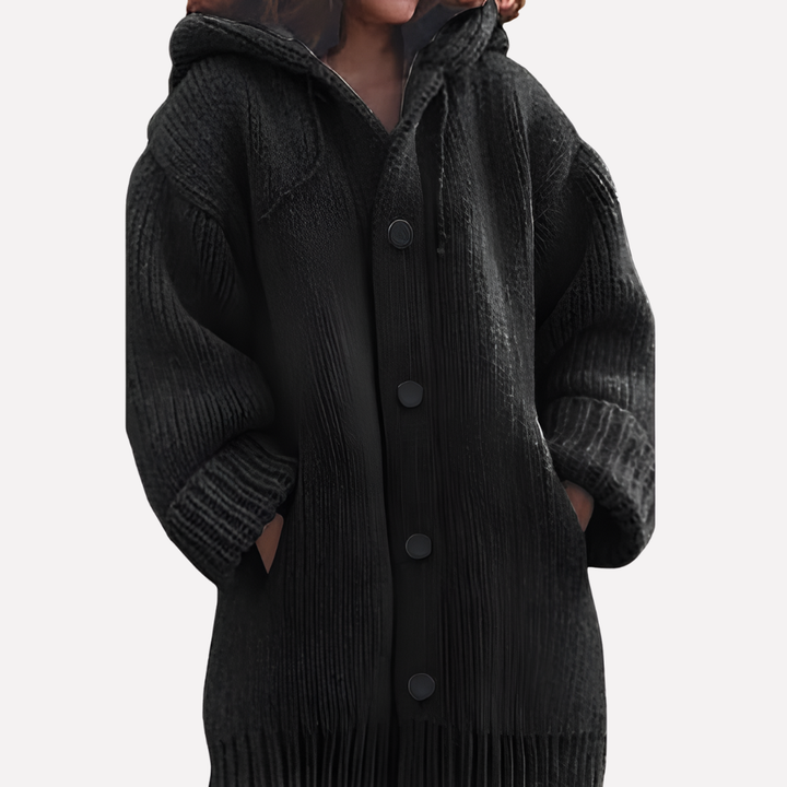 Cardigan à capuche pour femmes avec coupe longue