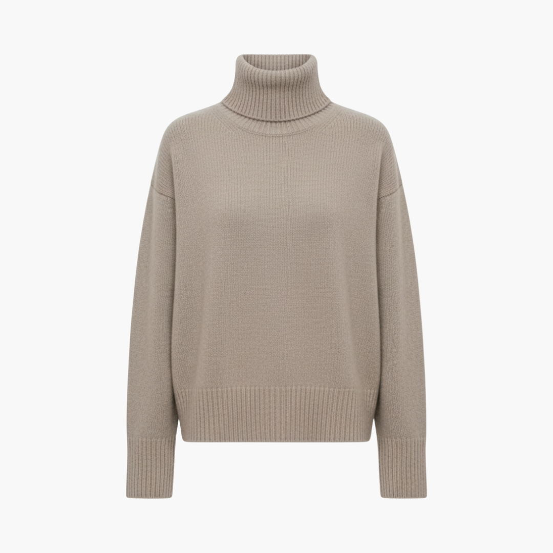 Pull femme oversize à col haut – Couche en maille détendue