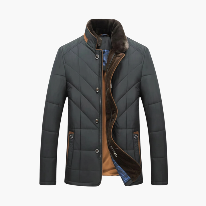 Veste Matelassée pour Hommes avec Fermeture à Bouton – Couche Extérieure à Col Montant