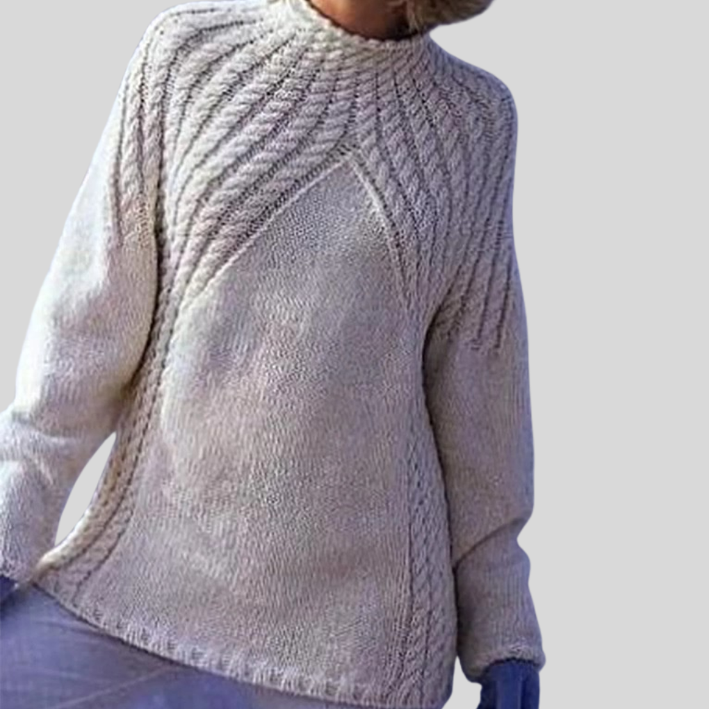 Pull Femme Col Rond – Style Unisexe Apricot à Manches Longues