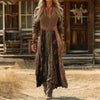 Stella | Robe Maxi Boho Patchwork à Manches Longues pour Femme