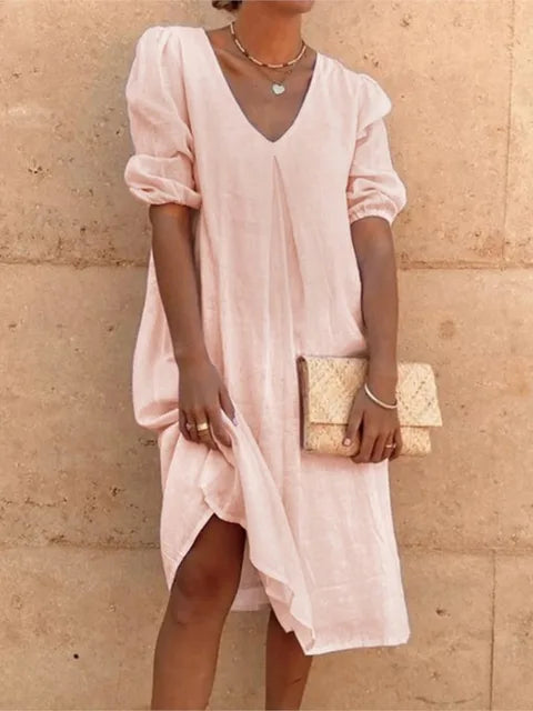 Fanny – Robe Midi Casual Élégante pour Femme | Sophistication d'Été