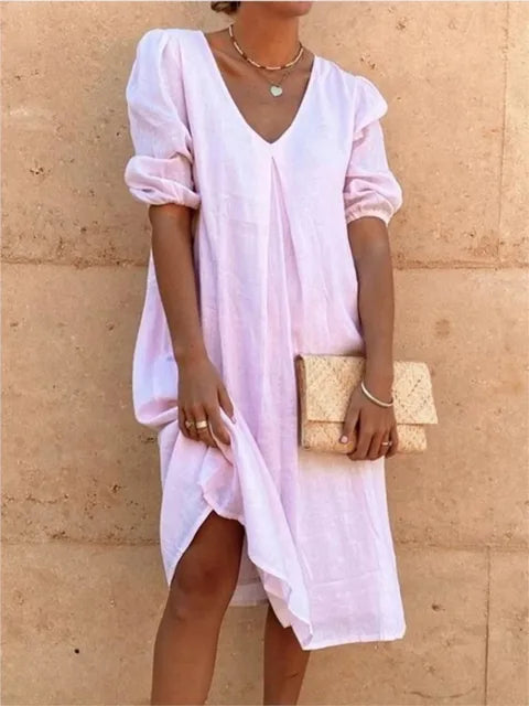 Fanny – Robe Midi Casual Élégante pour Femme | Sophistication d'Été