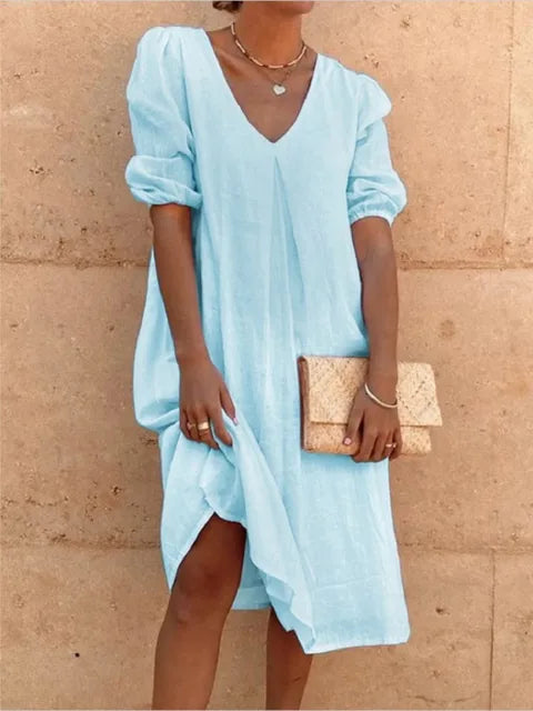 Fanny – Robe Midi Casual Élégante pour Femme | Sophistication d'Été
