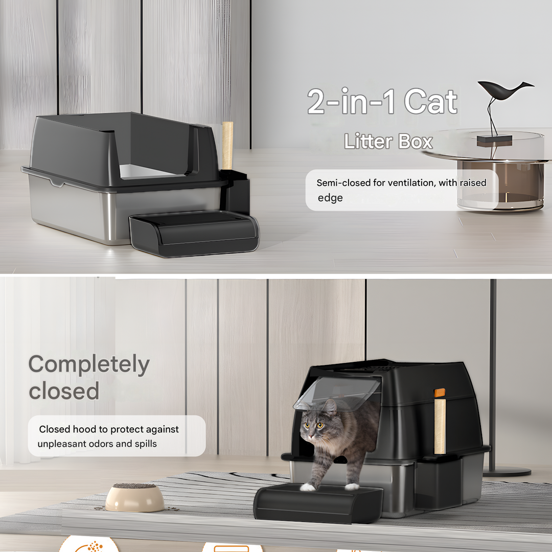 Base de litière pour chat en acier inoxydable