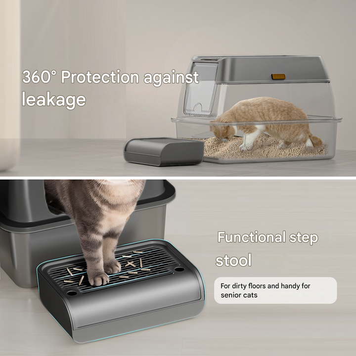 Base de litière pour chat en acier inoxydable