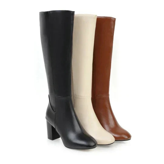 Bottes hautes à talons pour femmes avec fermeture éclair