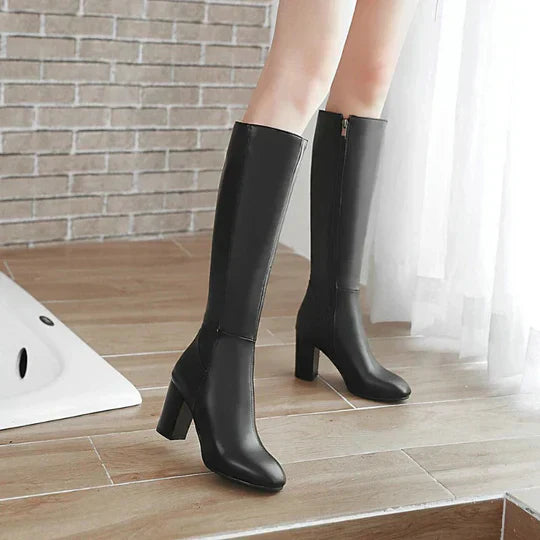 Bottes hautes à talons pour femmes avec fermeture éclair