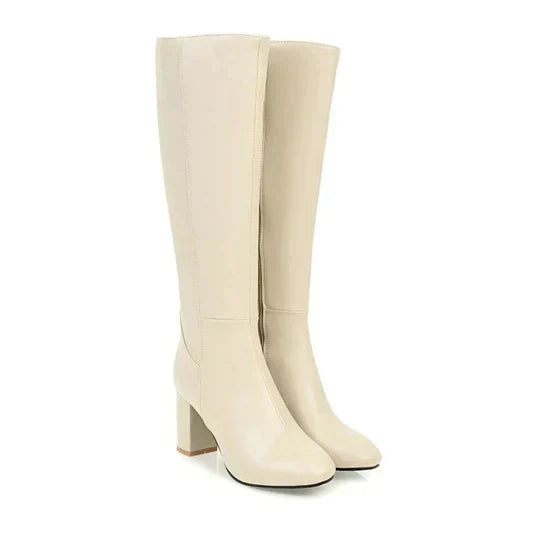 Bottes hautes à talons pour femmes avec fermeture éclair