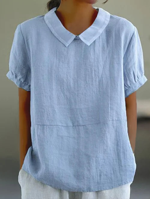 Haut en Coton & Lin Classique Couleur Unie Confort Naturel avec Style Sans Effort
