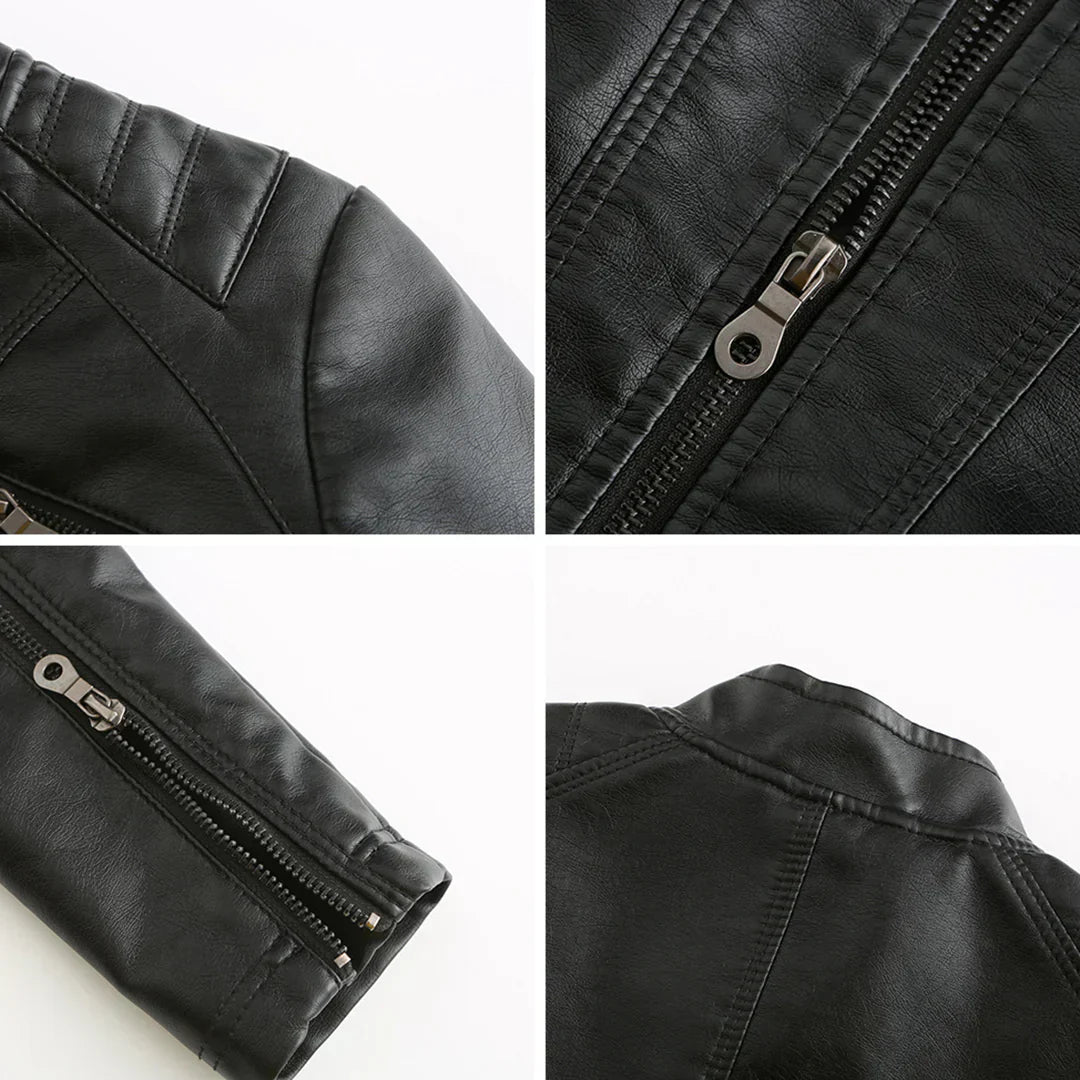 Veste Femme en Cuir Synthétique Style Biker Classique