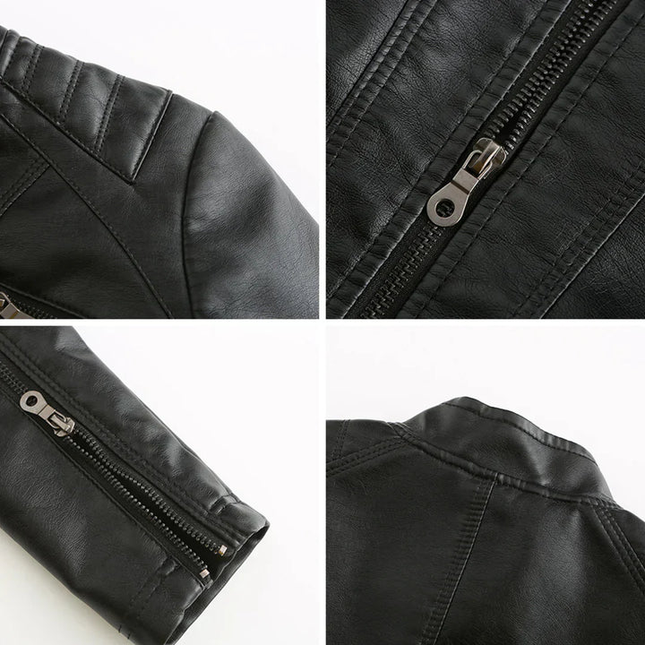 Veste Femme en Cuir Synthétique Style Biker Classique