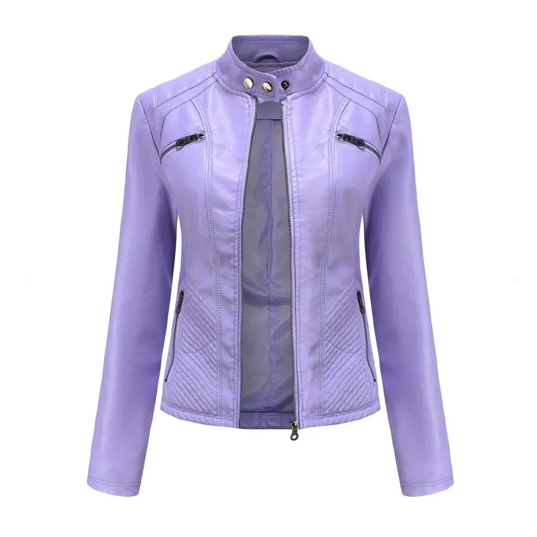 Veste Femme en Cuir Synthétique Style Biker Classique
