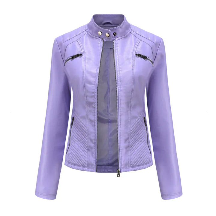 Veste Femme en Cuir Synthétique Style Biker Classique