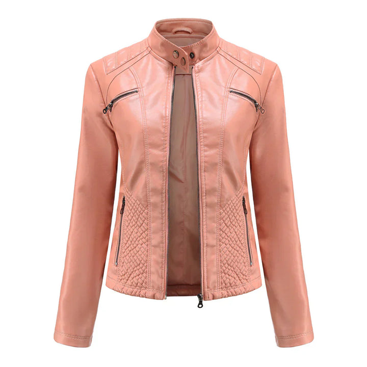 Veste Femme en Cuir Synthétique Style Biker Classique
