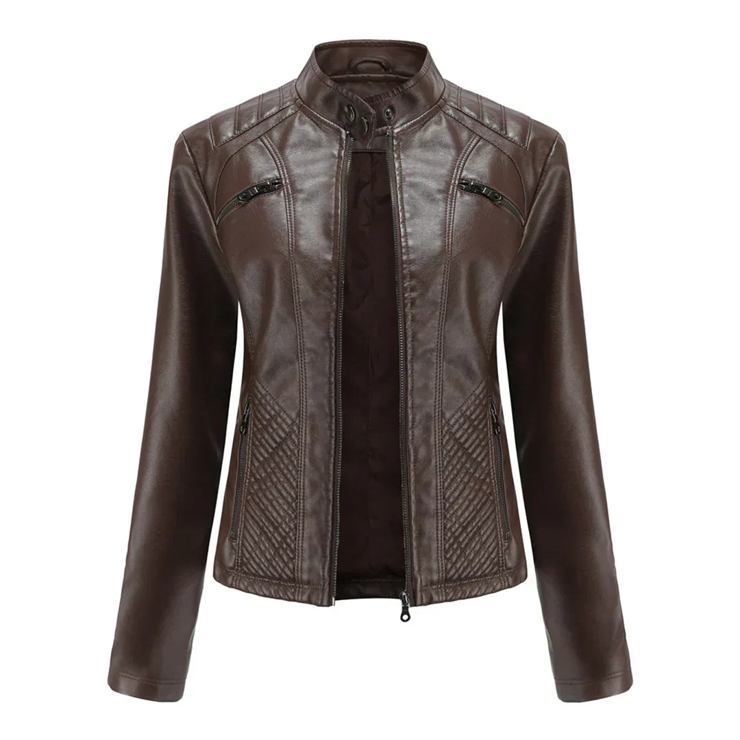 Veste Femme en Cuir Synthétique Style Biker Classique