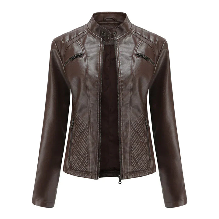 Veste Femme en Cuir Synthétique Style Biker Classique