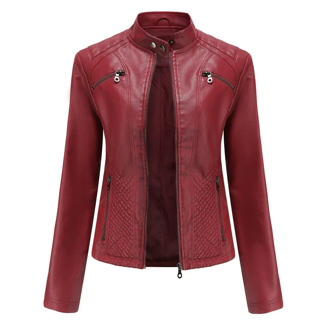 Veste Femme en Cuir Synthétique Style Biker Classique