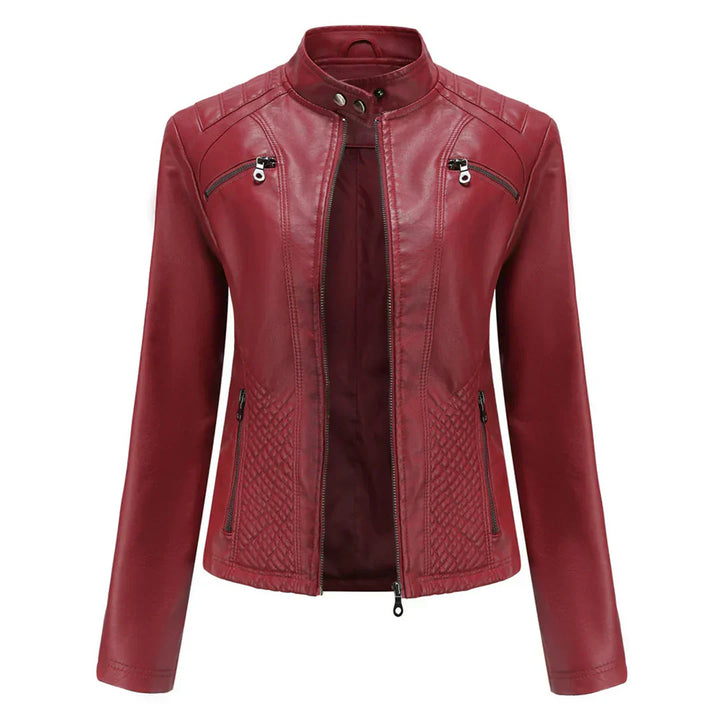Veste Femme en Cuir Synthétique Style Biker Classique