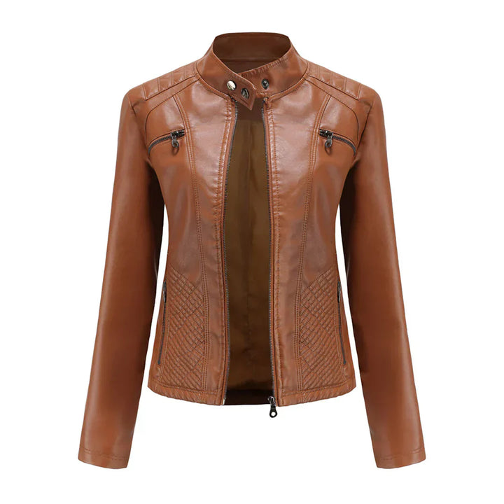 Veste Femme en Cuir Synthétique Style Biker Classique