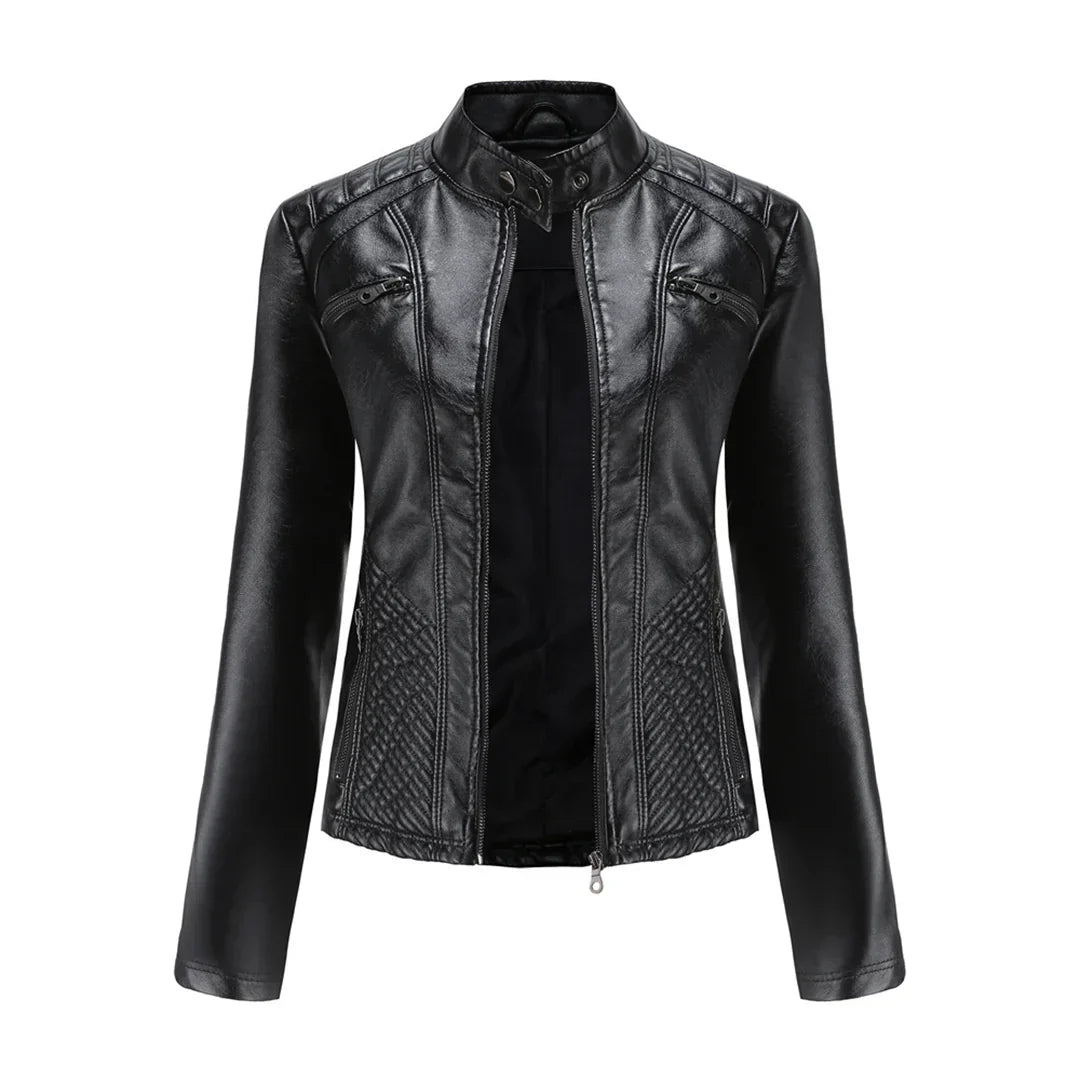 Veste Femme en Cuir Synthétique Style Biker Classique