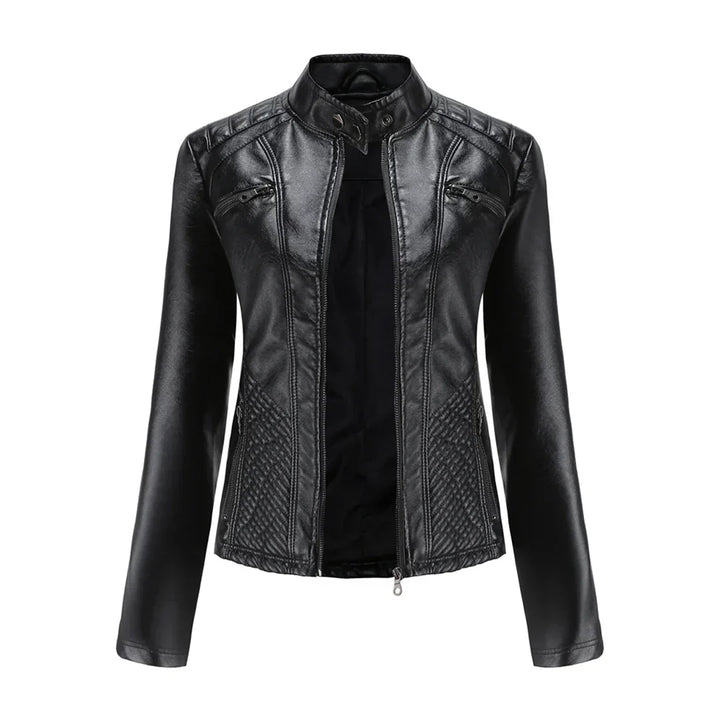 Veste Femme en Cuir Synthétique Style Biker Classique