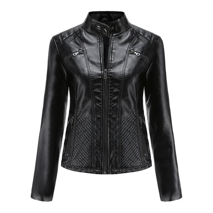 Veste Femme en Cuir Synthétique Style Biker Classique