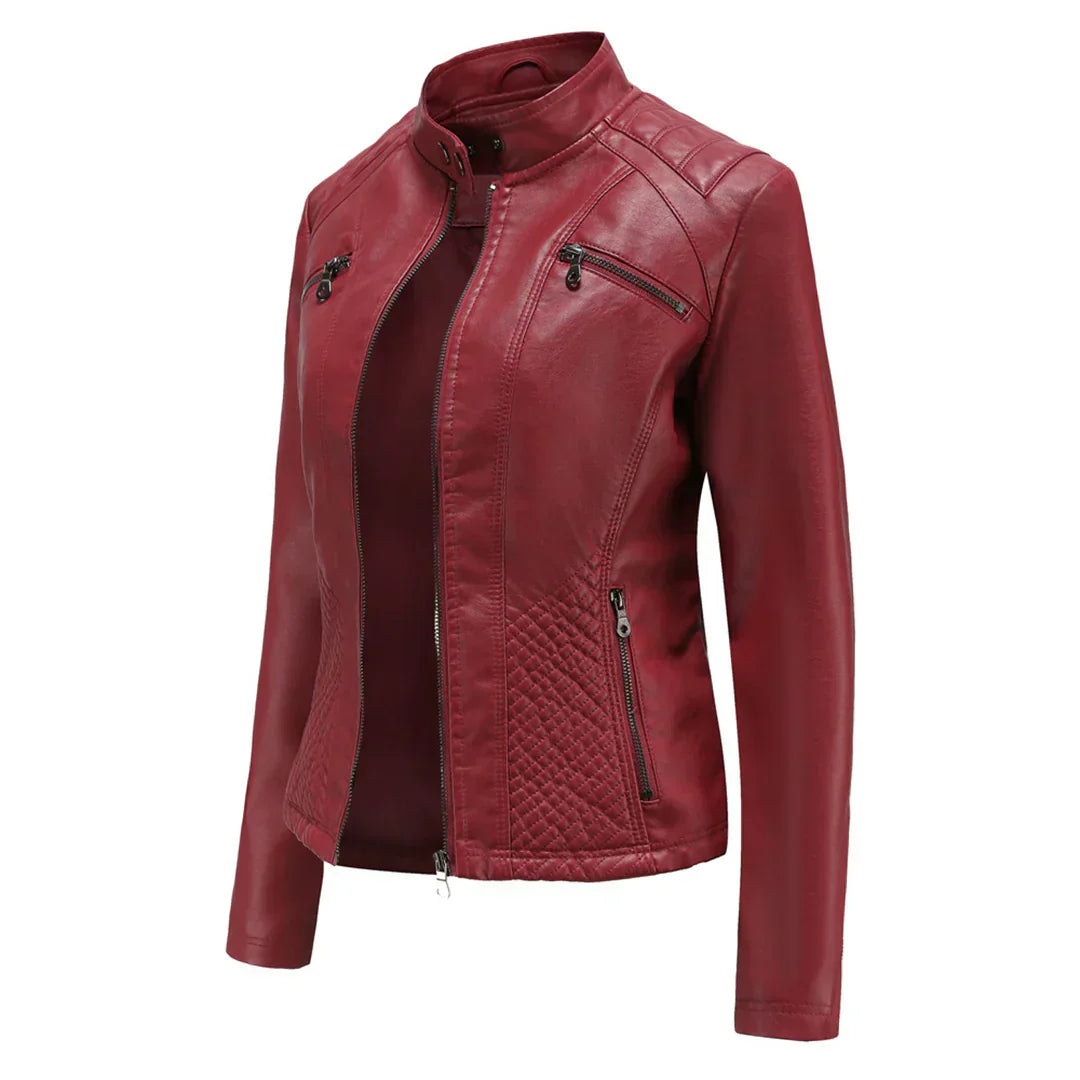 Veste Femme en Cuir Synthétique Style Biker Classique